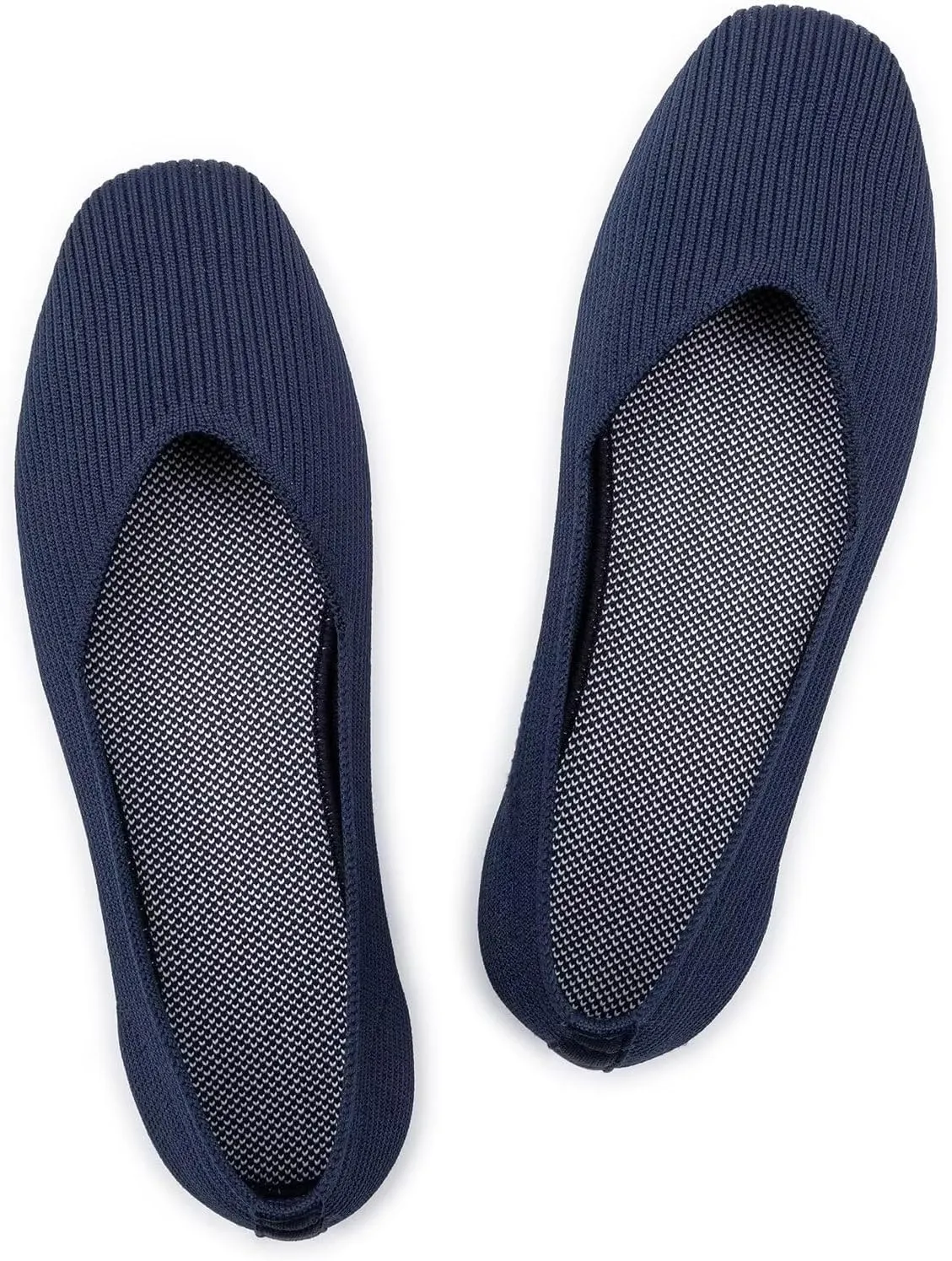 Frank Mully Womens Casual Flat Shoes Square Toe Shoes Knitted Work Flat Comfort Dressy Flat Shoes for Daily Washable