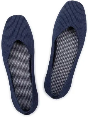 Frank Mully Womens Casual Flat Shoes Square Toe Shoes Knitted Work Flat Comfort Dressy Flat Shoes for Daily Washable