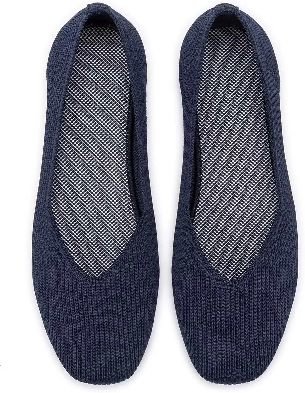 Frank Mully Womens Casual Flat Shoes Square Toe Shoes Knitted Work Flat Comfort Dressy Flat Shoes for Daily Washable