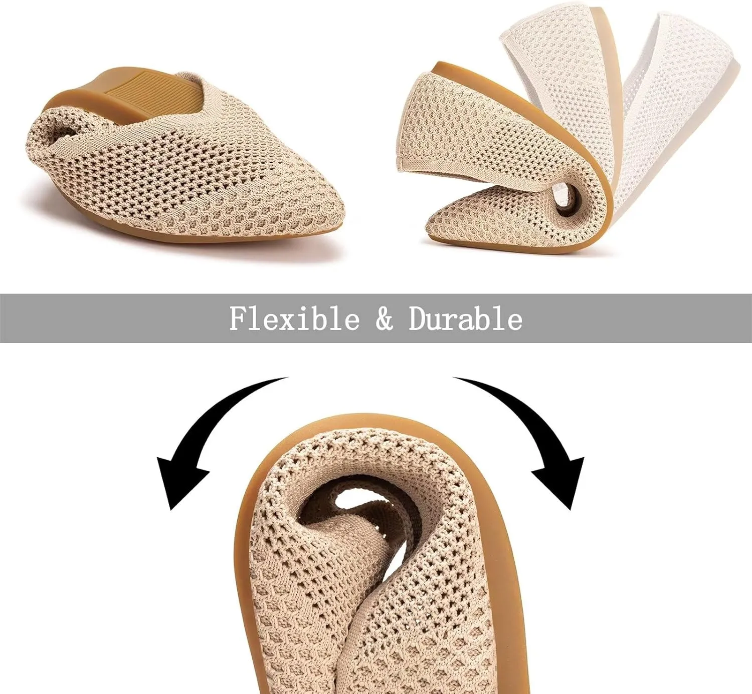 Frank Mully Womens Flat Shoes Classic Pointed Toe Flats Knitted Dress Shoes Soft Flats for Woman Comfortable Dressy