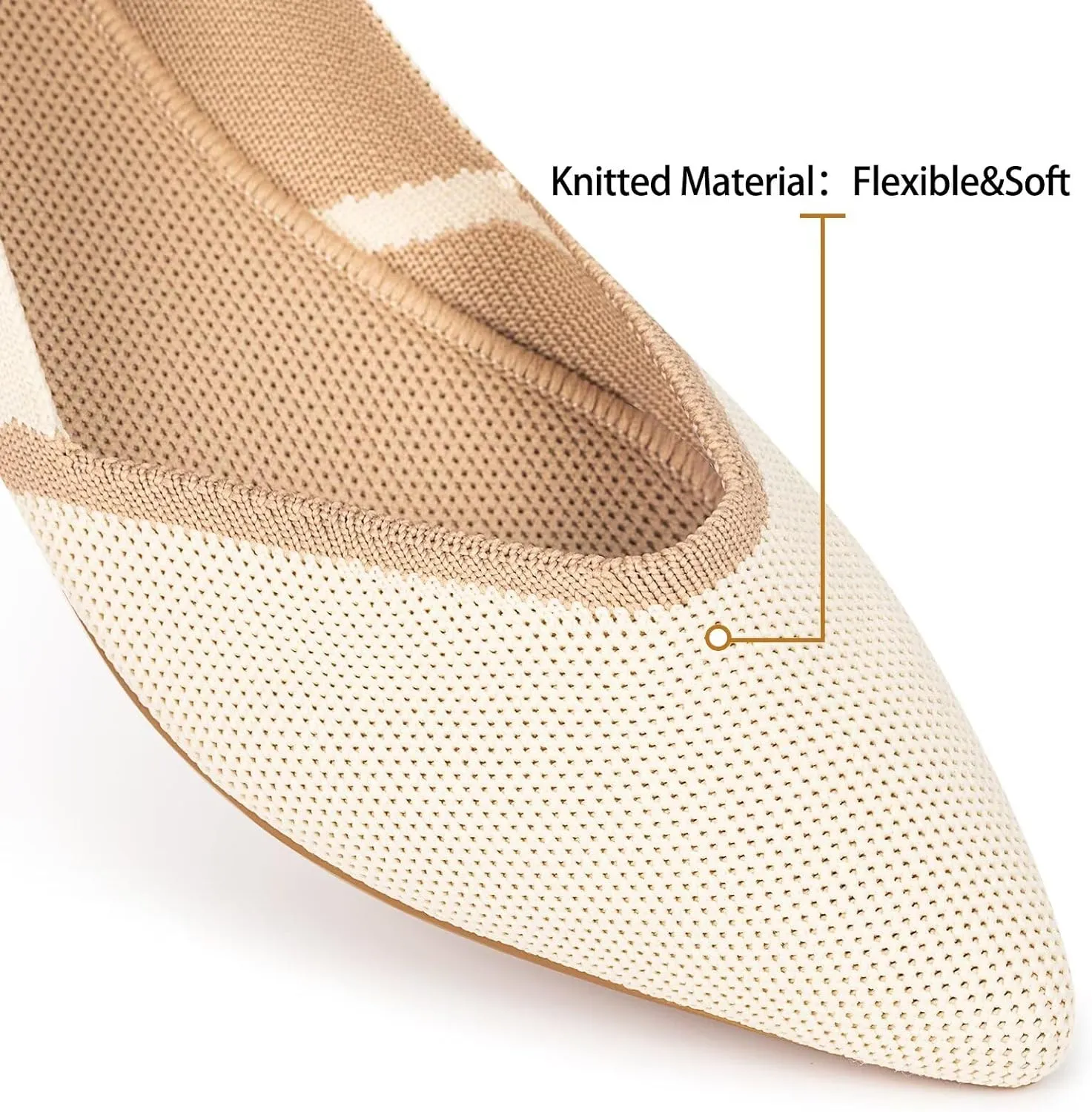 Frank Mully Womens Flat Shoes Classic Pointed Toe Flats Knitted Dress Shoes Soft Flats for Woman Comfortable Dressy
