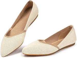 Frank Mully Womens Flat Shoes Classic Pointed Toe Flats Knitted Dress Shoes Soft Flats for Woman Comfortable Dressy