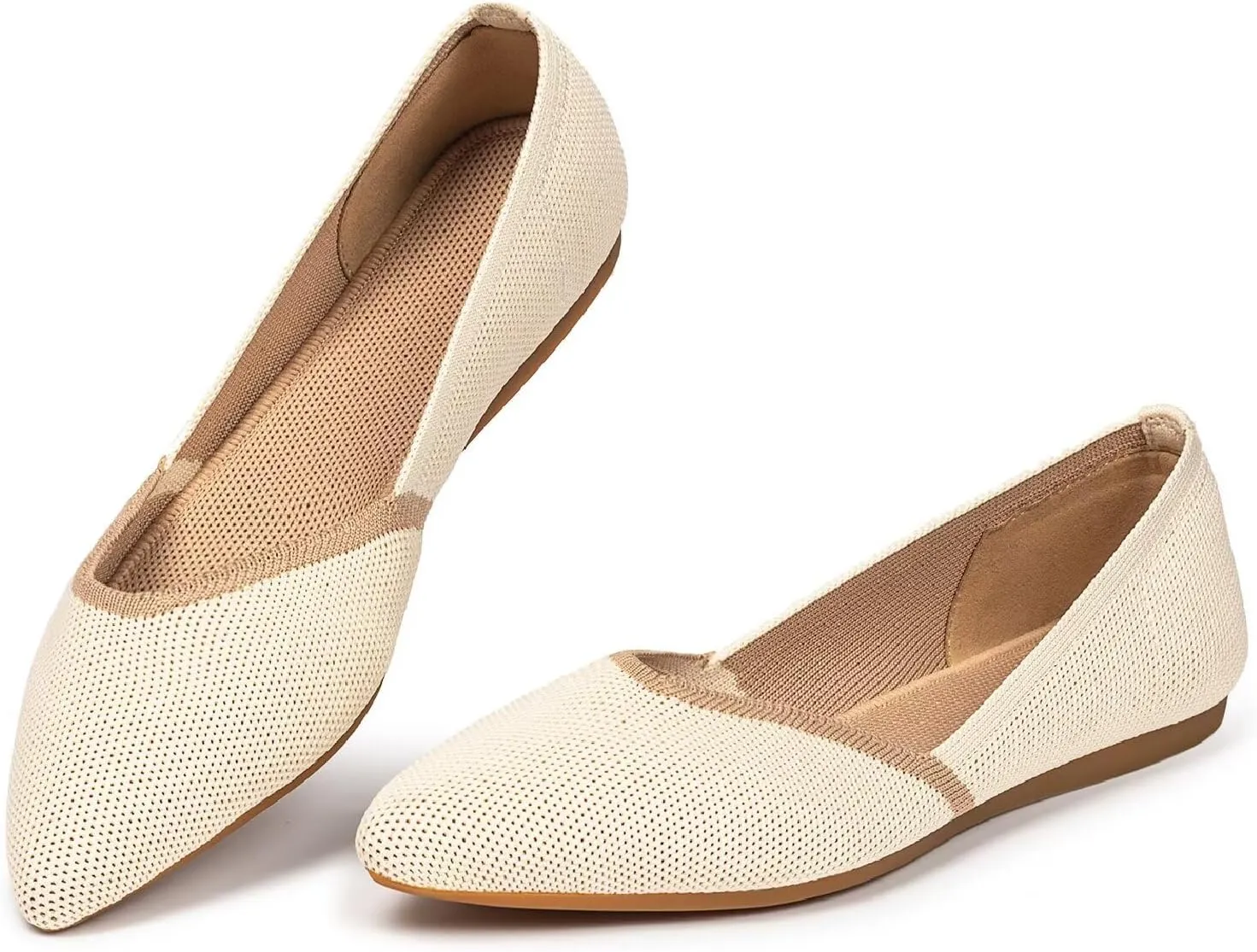 Frank Mully Womens Flat Shoes Classic Pointed Toe Flats Knitted Dress Shoes Soft Flats for Woman Comfortable Dressy