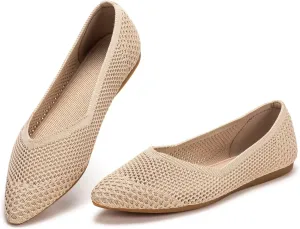 Frank Mully Womens Flat Shoes Classic Pointed Toe Flats Knitted Dress Shoes Soft Flats for Woman Comfortable Dressy