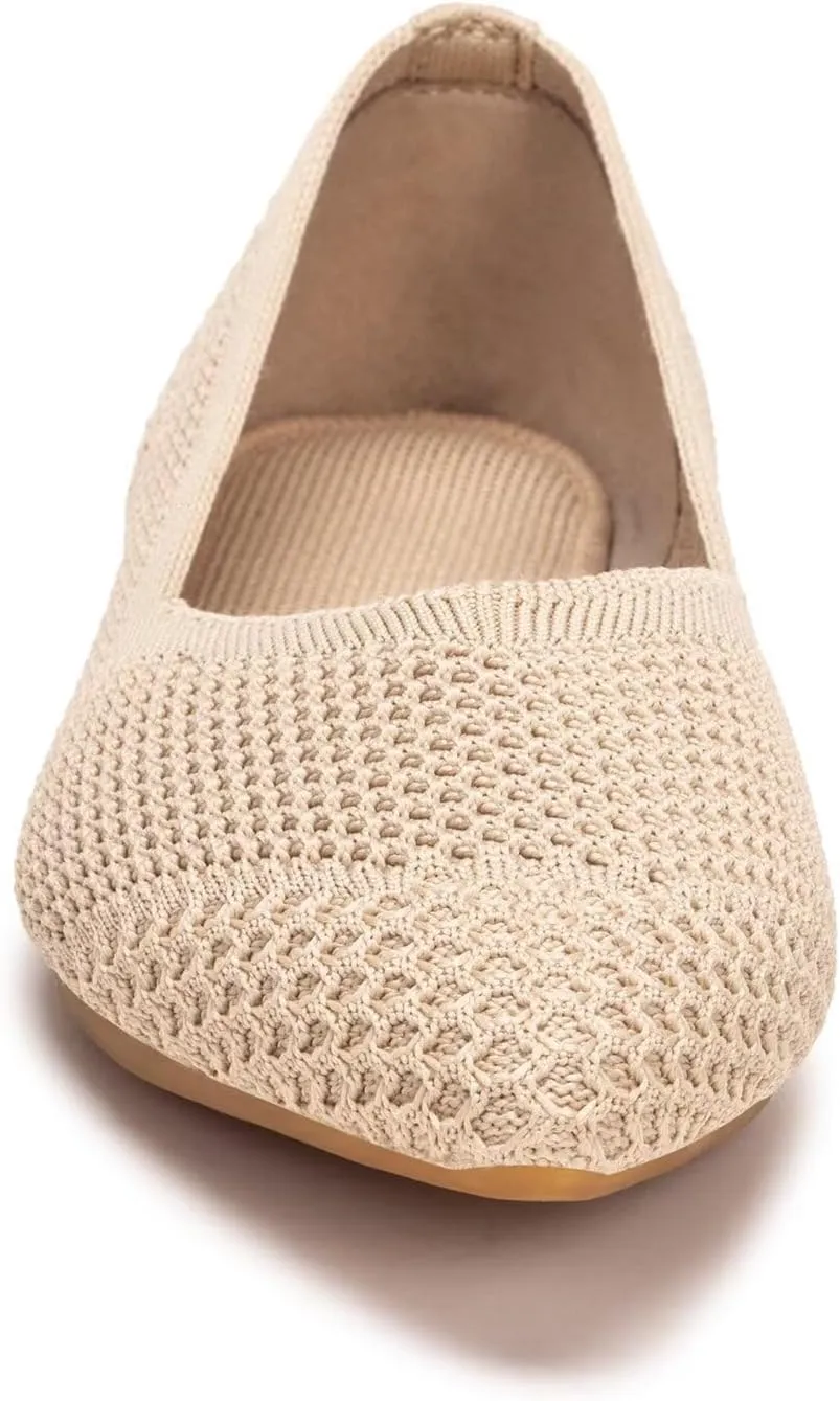 Frank Mully Womens Flat Shoes Classic Pointed Toe Flats Knitted Dress Shoes Soft Flats for Woman Comfortable Dressy