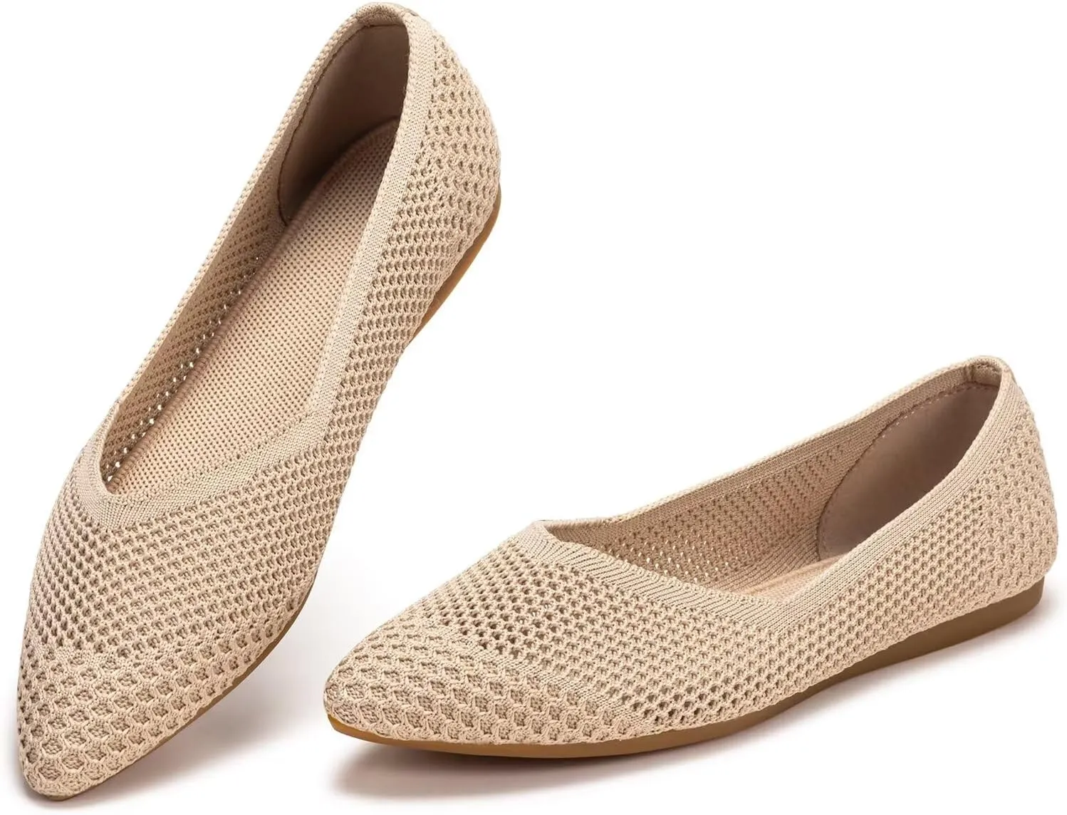 Frank Mully Womens Flat Shoes Classic Pointed Toe Flats Knitted Dress Shoes Soft Flats for Woman Comfortable Dressy