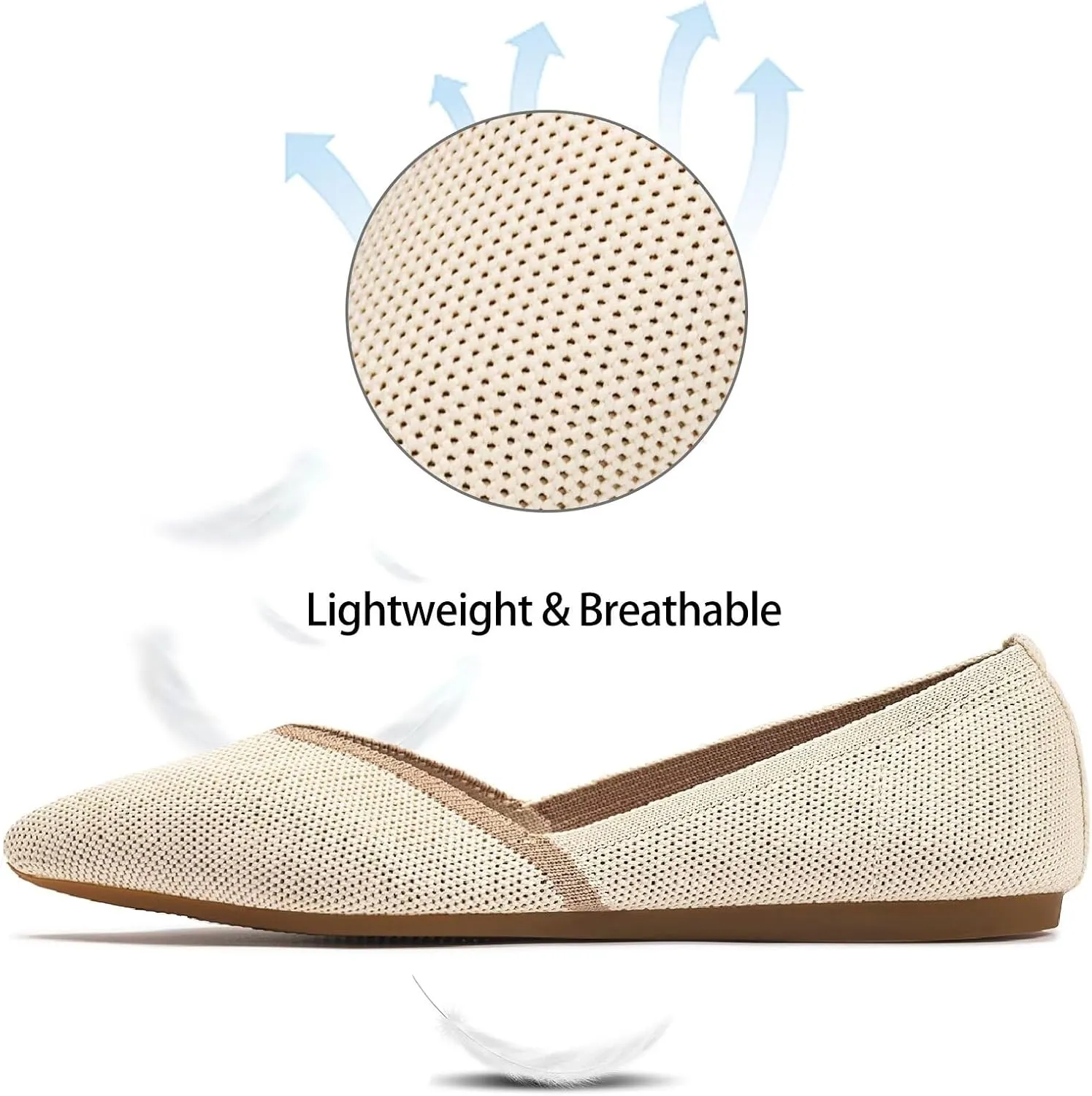 Frank Mully Womens Flat Shoes Classic Pointed Toe Flats Knitted Dress Shoes Soft Flats for Woman Comfortable Dressy