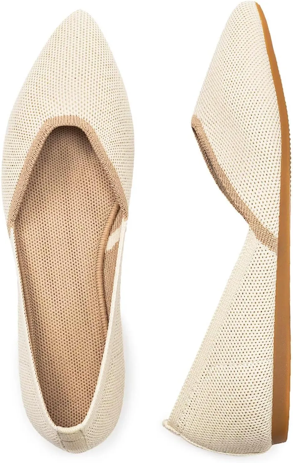 Frank Mully Womens Flat Shoes Classic Pointed Toe Flats Knitted Dress Shoes Soft Flats for Woman Comfortable Dressy