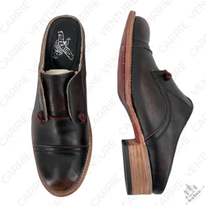 Freebird by Steven Malena Heeled Mule Clog Black Red Leather Neutral Saddle Shoe Size 9