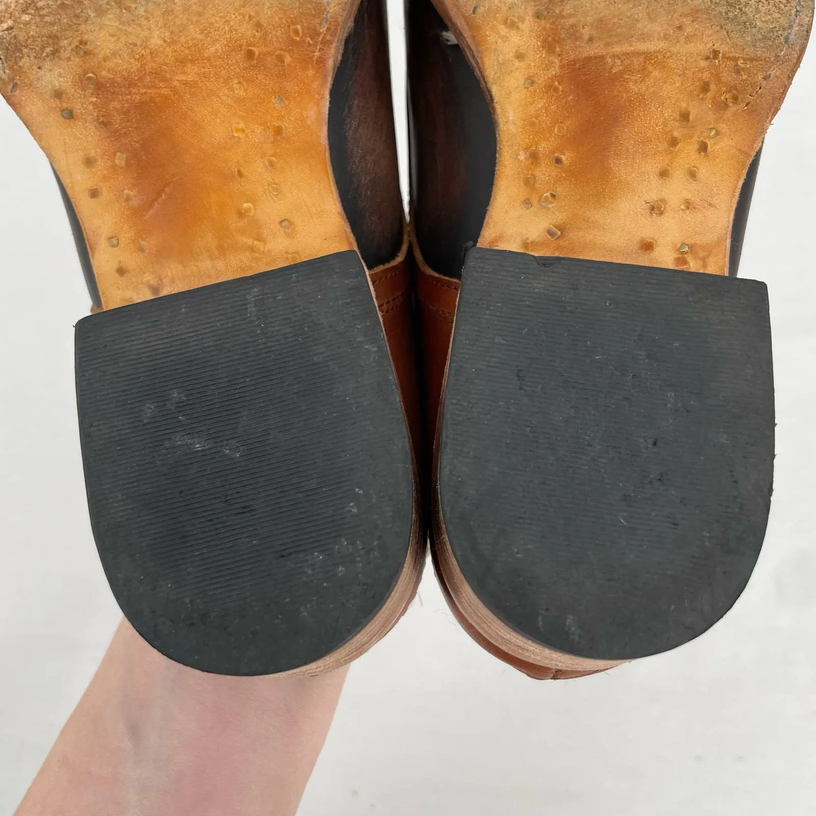 Freebird by Steven Malena Heeled Mule Clog Brown Tan Leather Neutral Saddle Shoe Size 7