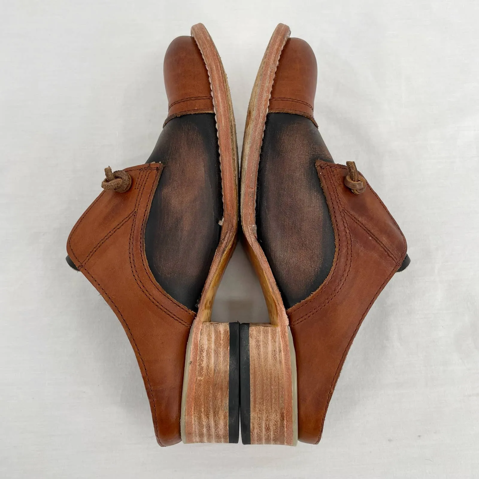 Freebird by Steven Malena Heeled Mule Clog Brown Tan Leather Neutral Saddle Shoe Size 7