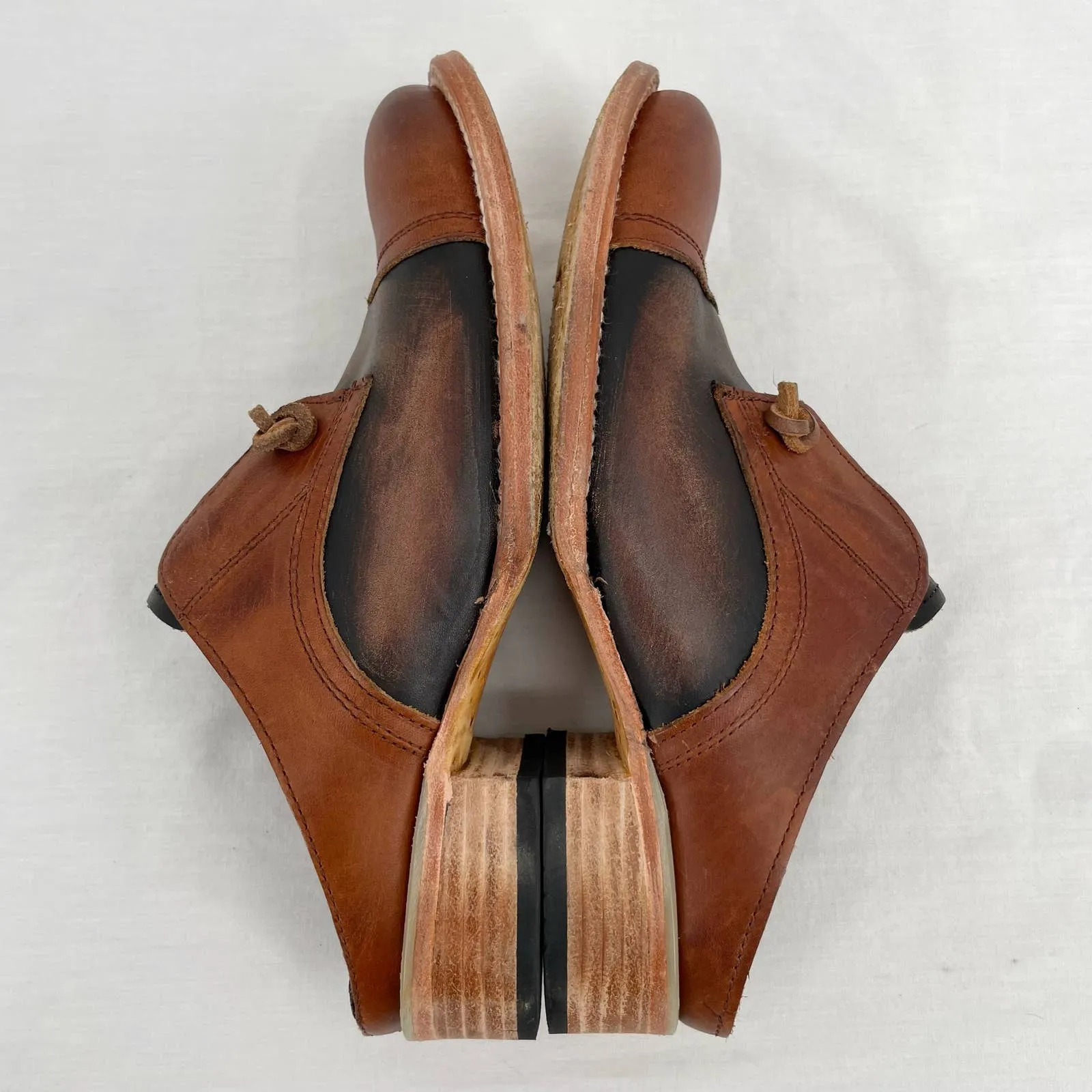 Freebird by Steven Malena Heeled Mule Clog Brown Tan Leather Neutral Saddle Shoe Size 7