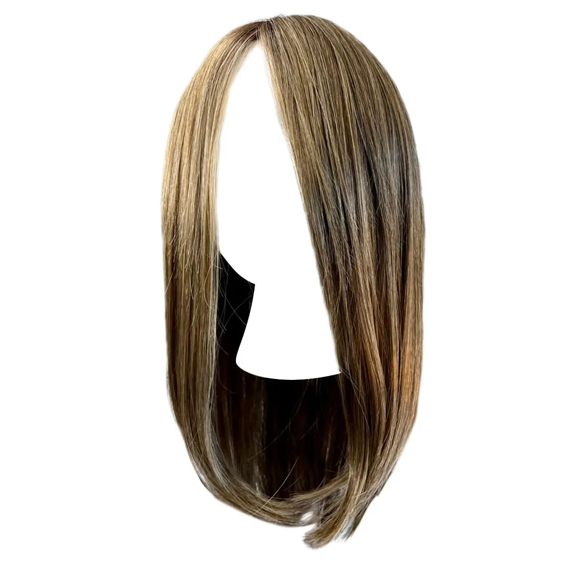 Front Cover Layered Long Bob Style Wig, Hand-Tied Mono Top by Hairuwear, Average Cap - GF12-22SS Cappuccino