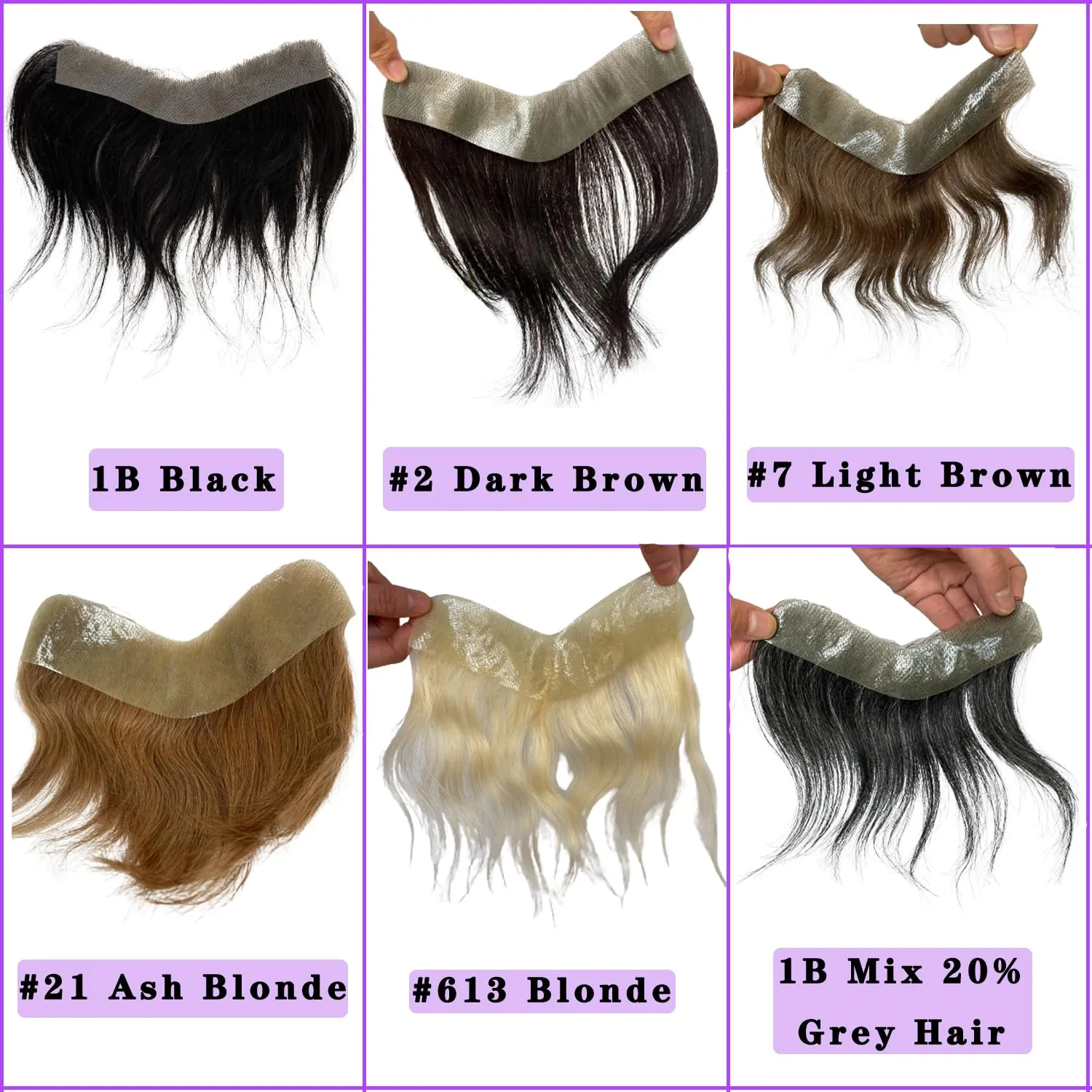 Frontal Hairpiece for Women Human Hair Extensions Forehead Hairline PU Skin Toppers Hair Replacement Toupee (1.57x7.08 Inch, #21 Ash Blonde Color)