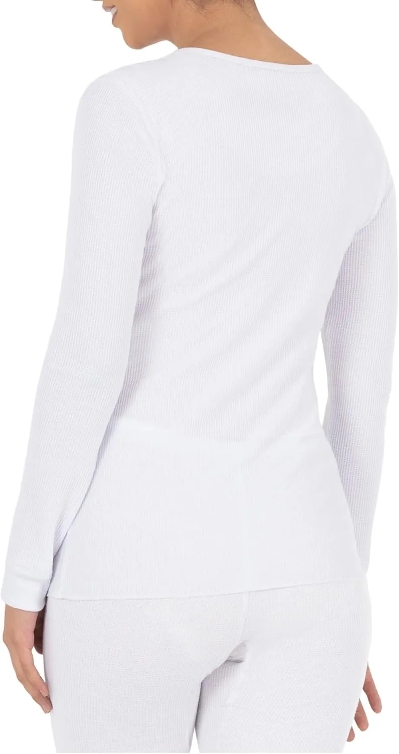 Fruit of the Loom womens Micro Waffle Thermal V-neck