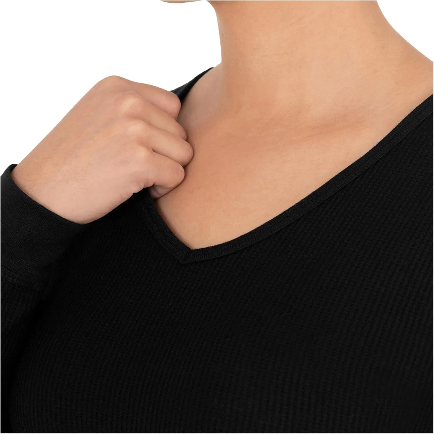 Fruit of the Loom Women's Micro Waffle Thermal V-Neck