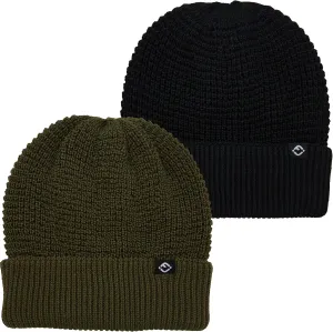 Funky Junque Unisex Waffle Beanie Knit Winter Hat, Super Soft Ultra Warm Double-Layered Ski Cap with Ribbed Cuff