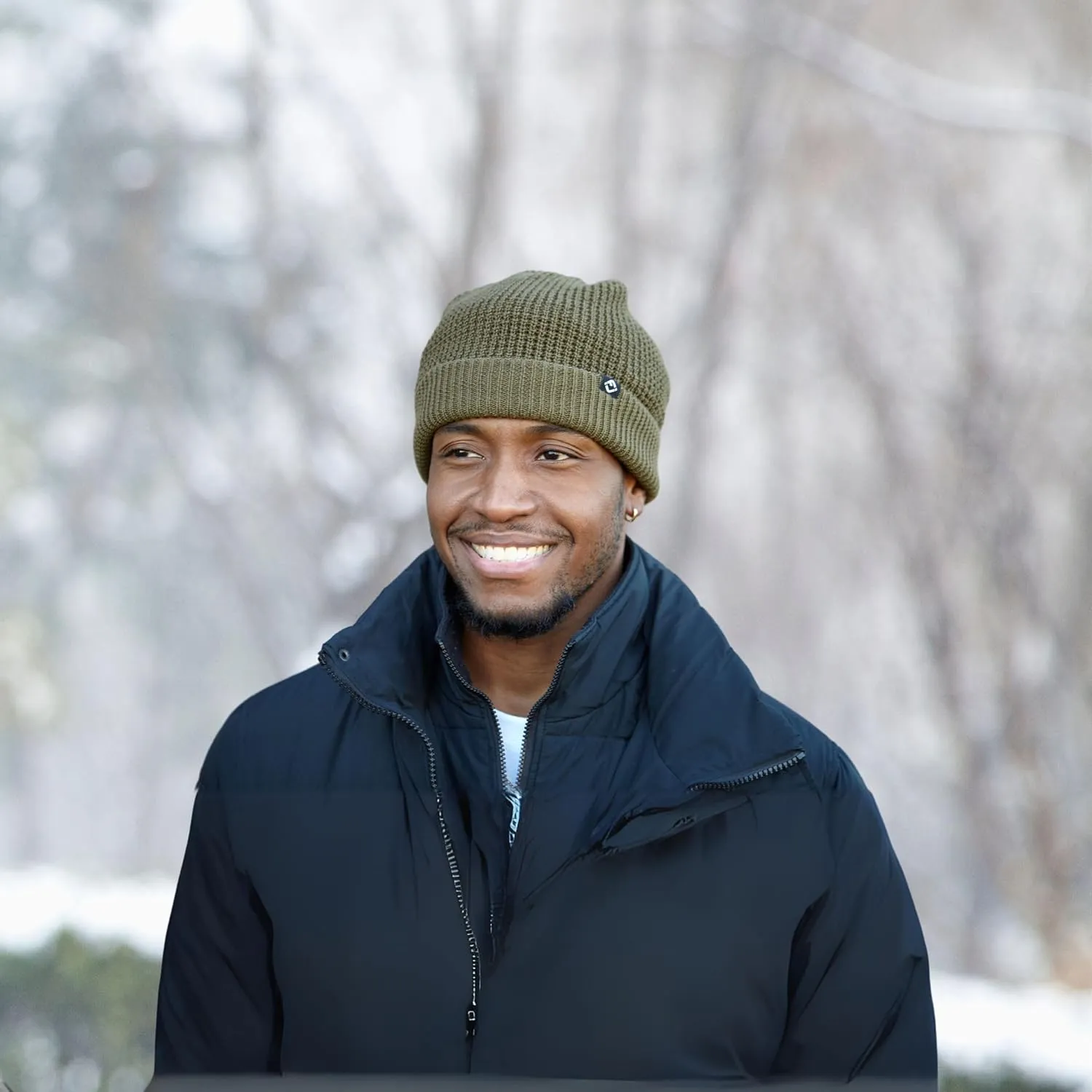 Funky Junque Unisex Waffle Beanie Knit Winter Hat, Super Soft Ultra Warm Double-Layered Ski Cap with Ribbed Cuff