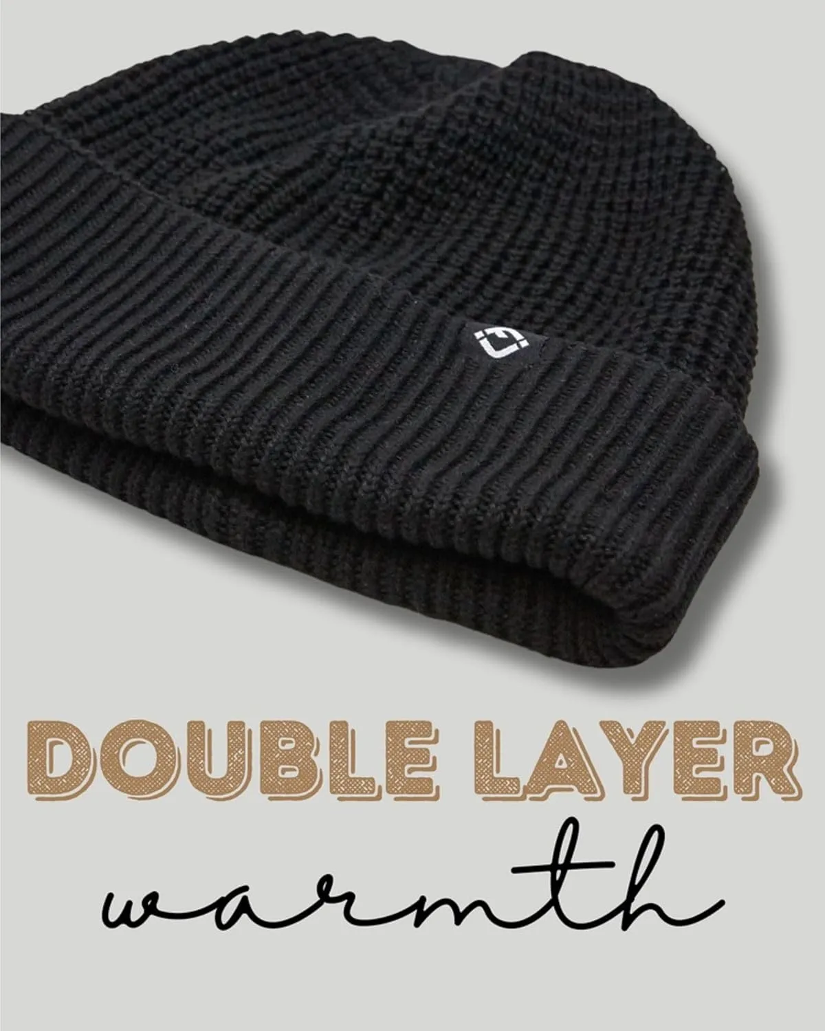 Funky Junque Unisex Waffle Beanie Knit Winter Hat, Super Soft Ultra Warm Double-Layered Ski Cap with Ribbed Cuff