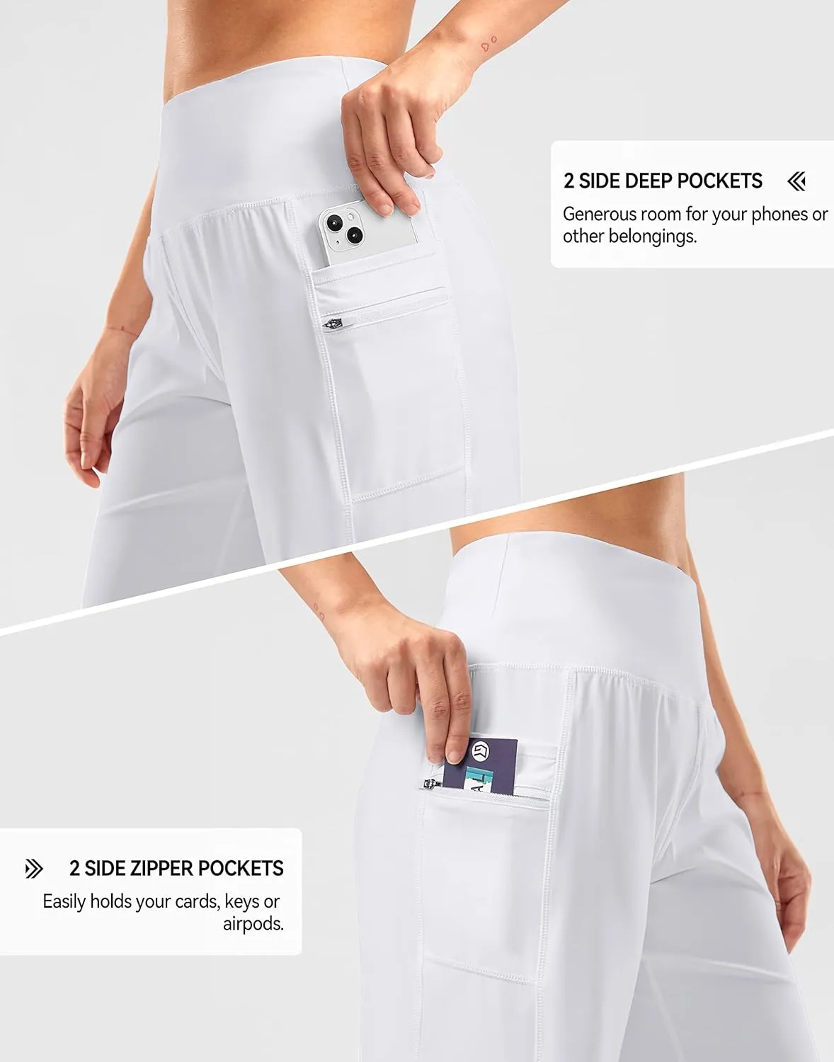G Gradual Women's High Waisted 9" Bermuda Shorts with Zipper Pockets Athletic Workout Long Shorts for Women Knee Length