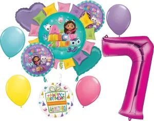 Gabby's 7th Birthday Party Supplies Cats and Dollhouse Balloon Bouquet Decorations