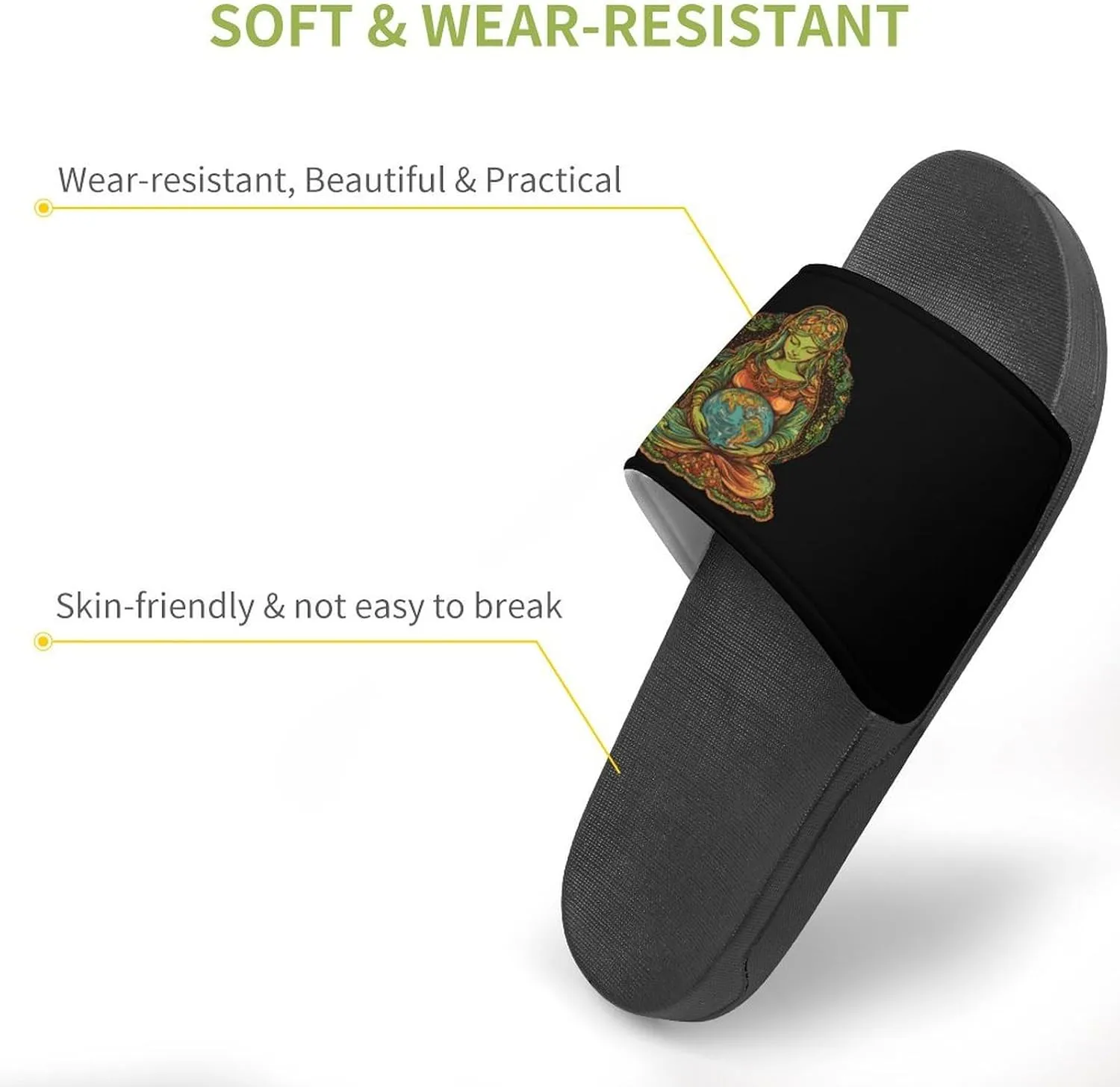 Gaia Greek Goddess of Mother Earth Slippers Indoor Outdoor Unisex House Slipper Shower Slippers Non-Slip Open Toe Shoes