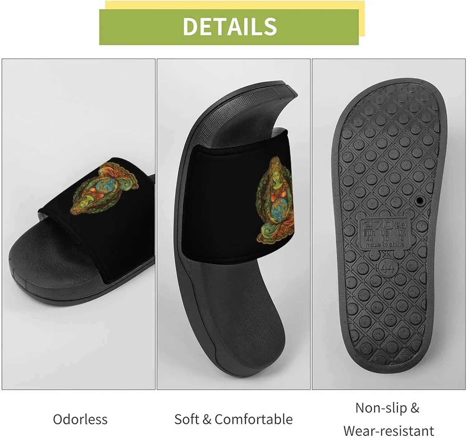 Gaia Greek Goddess of Mother Earth Slippers Indoor Outdoor Unisex House Slipper Shower Slippers Non-Slip Open Toe Shoes