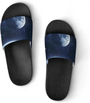 Galaxy Meteor Moon Earth Slippers Indoor Outdoor Unisex House Slipper Shower Slippers Non-Slip Open Toe Shoes