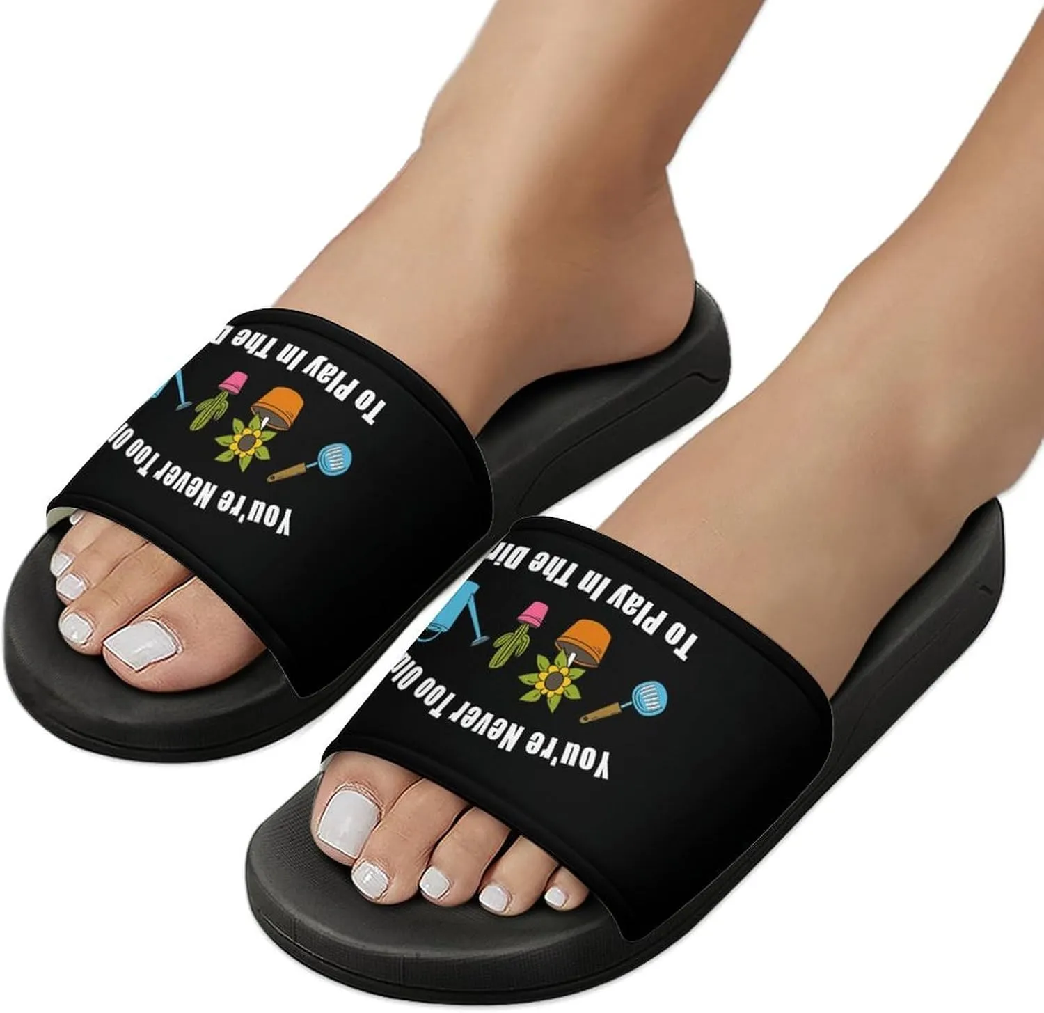 Gardening Pattern Inspirational Slippers Shower Slipper In-Door Slipper Quick Drying Non-Slip Bathroom Pool Woman Man PVC