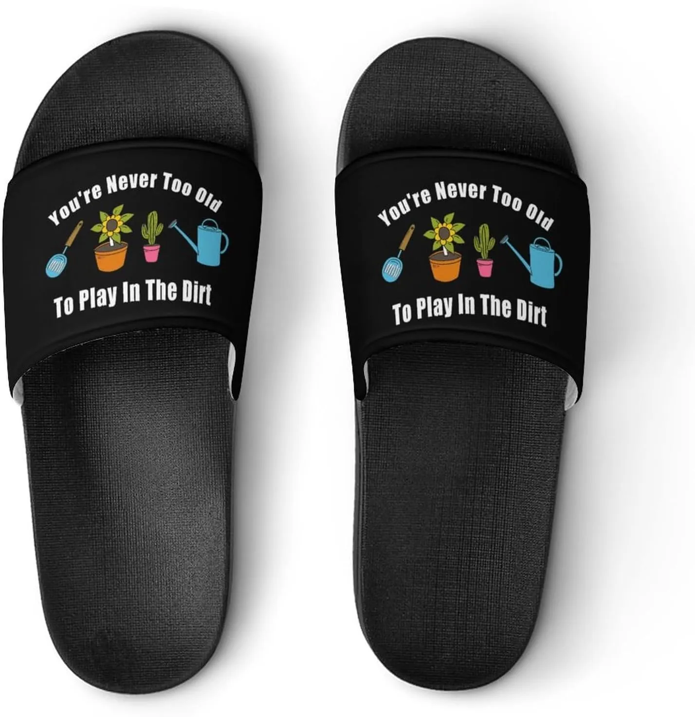 Gardening Pattern Inspirational Slippers Shower Slipper In-Door Slipper Quick Drying Non-Slip Bathroom Pool Woman Man PVC
