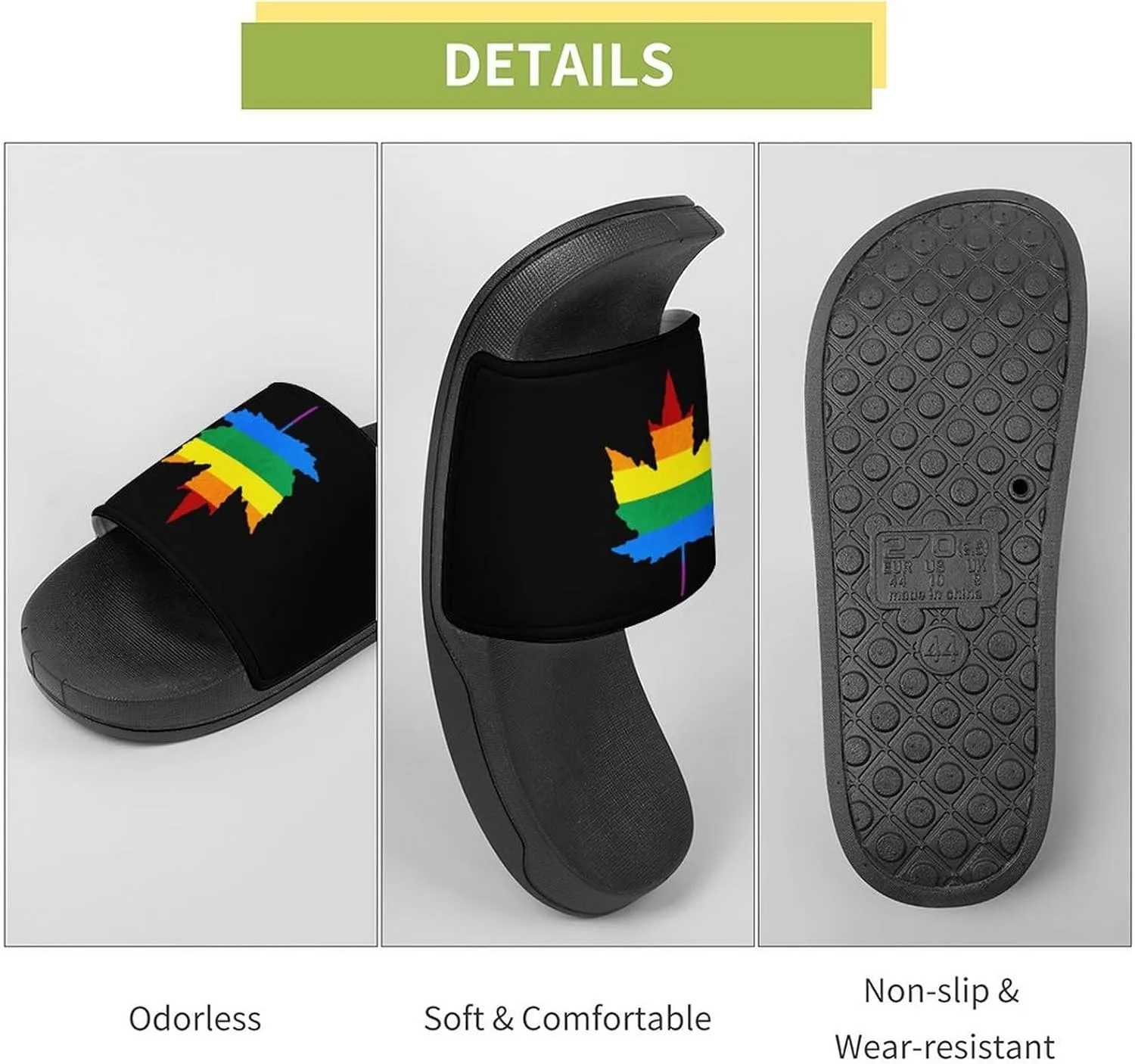 Gay Proud Maple LGBTQ Shower Sandals Home Slippers Non-Slip Quick Drying Beach Bathroom Slipper