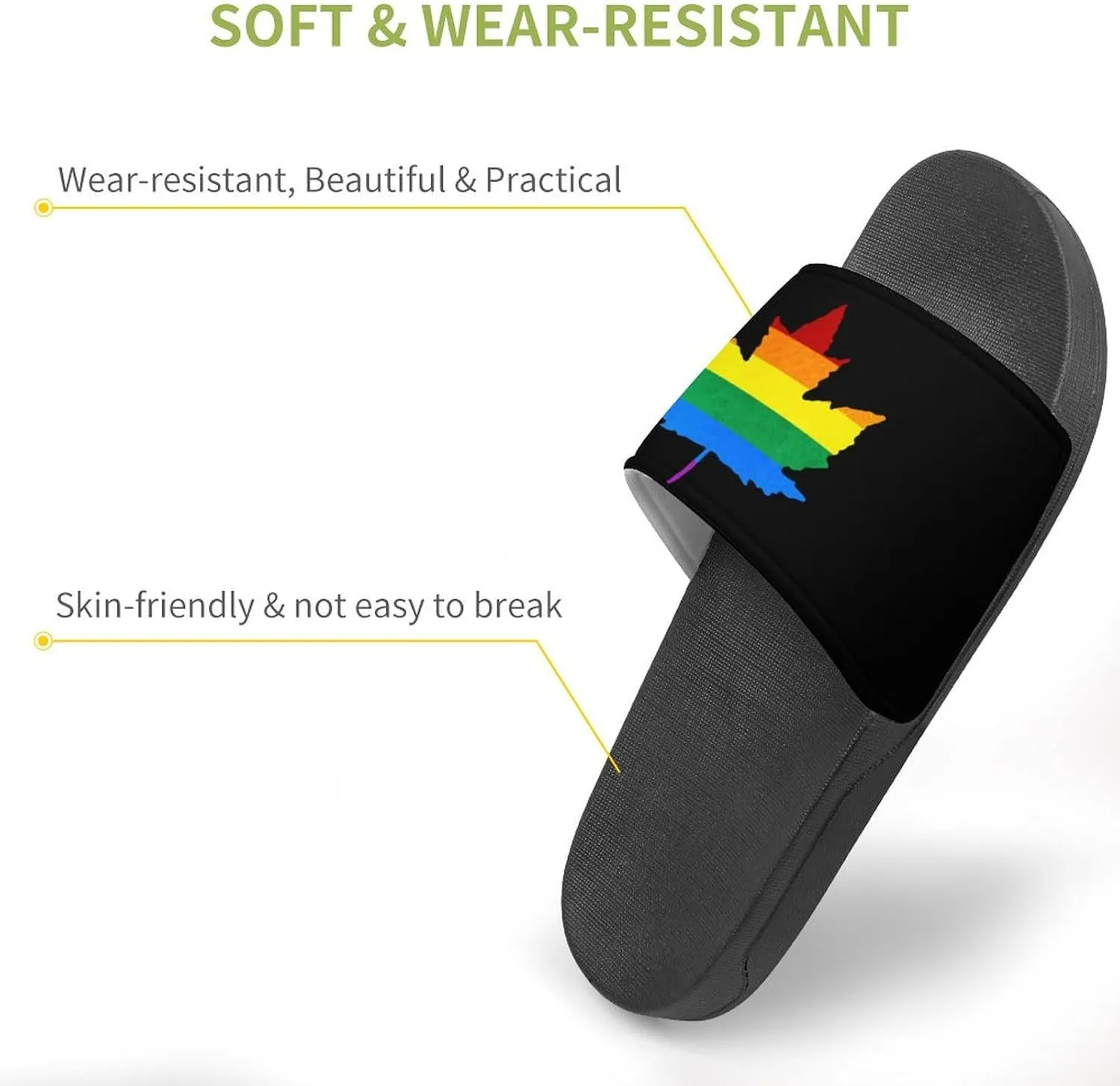Gay Proud Maple LGBTQ Shower Sandals Home Slippers Non-Slip Quick Drying Beach Bathroom Slipper