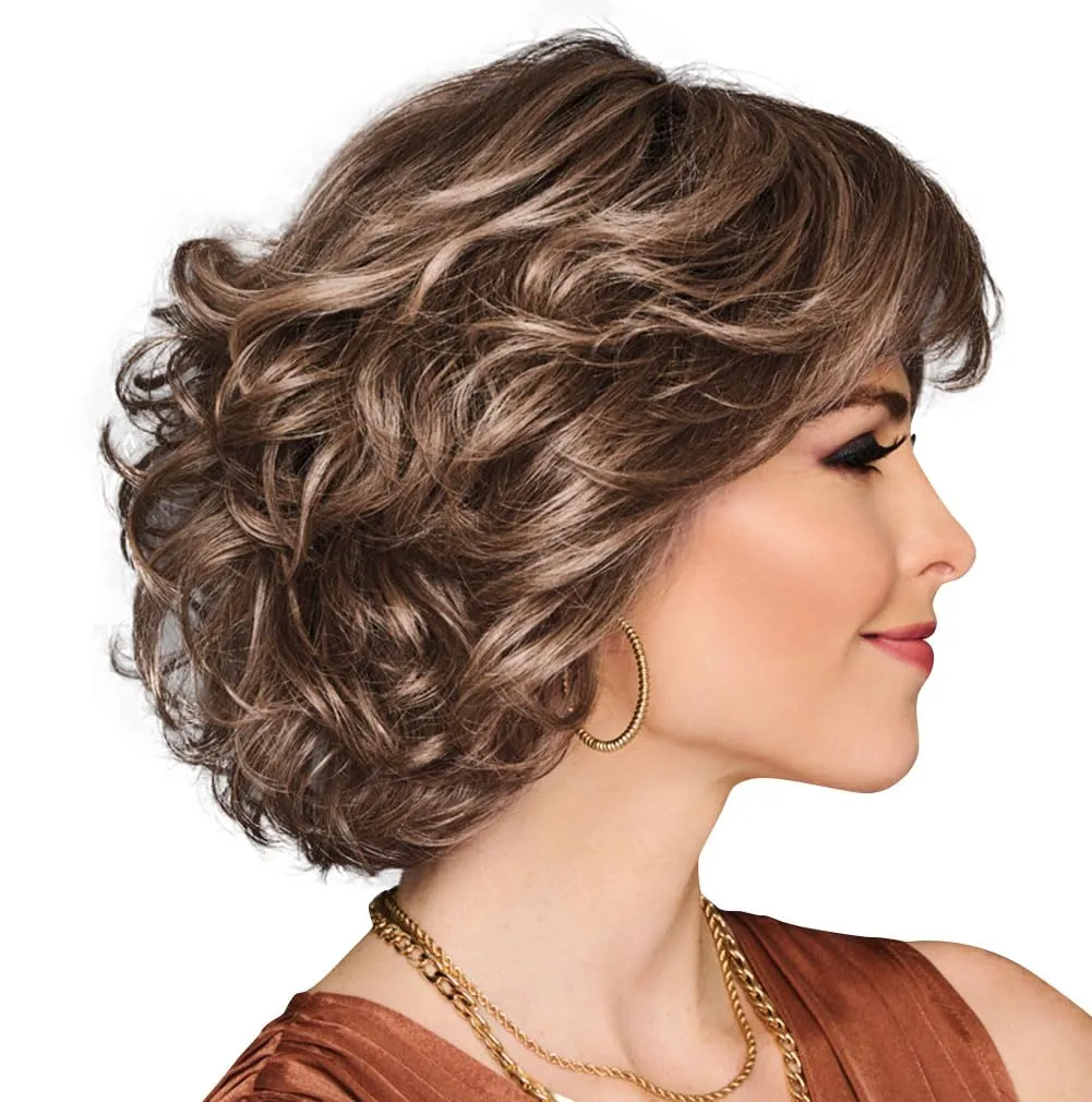 Gimme Drama Chin-Length Pageboy Long Layered Bob Wig by Hairuwear, Average Cap, GF12-22SS Cappuccino