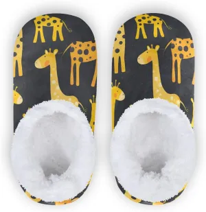 Giraffe Animals Cute Black Kids Slippers for Boys Girls