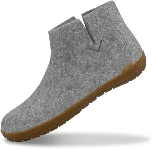 Glerups 100% Gotland Sheep Wool Boot Slipper with rubber sole - Unisex - Grey - Size 10