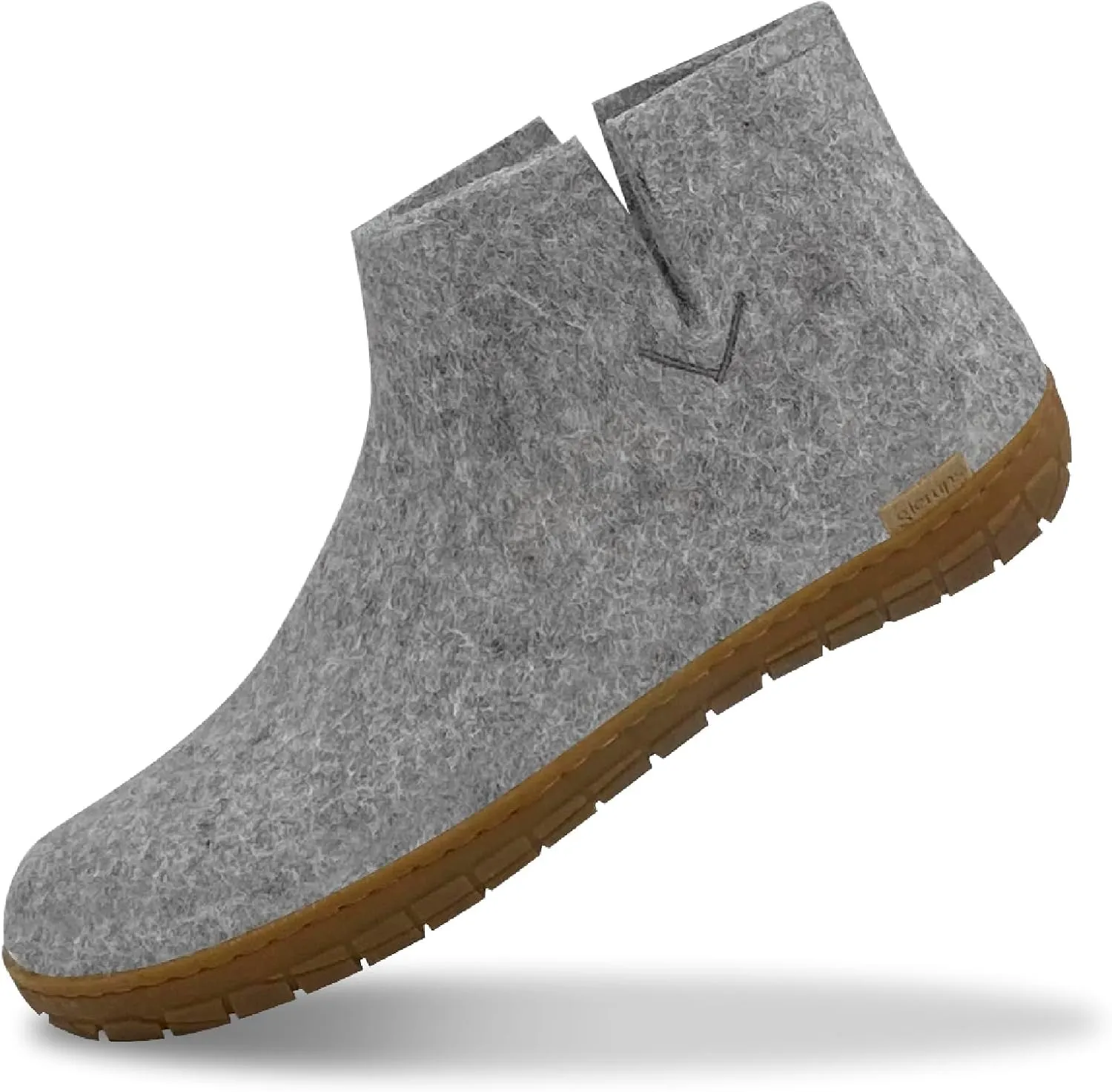 Glerups 100% Gotland Sheep Wool Boot Slipper with rubber sole - Unisex - Grey - Size 10