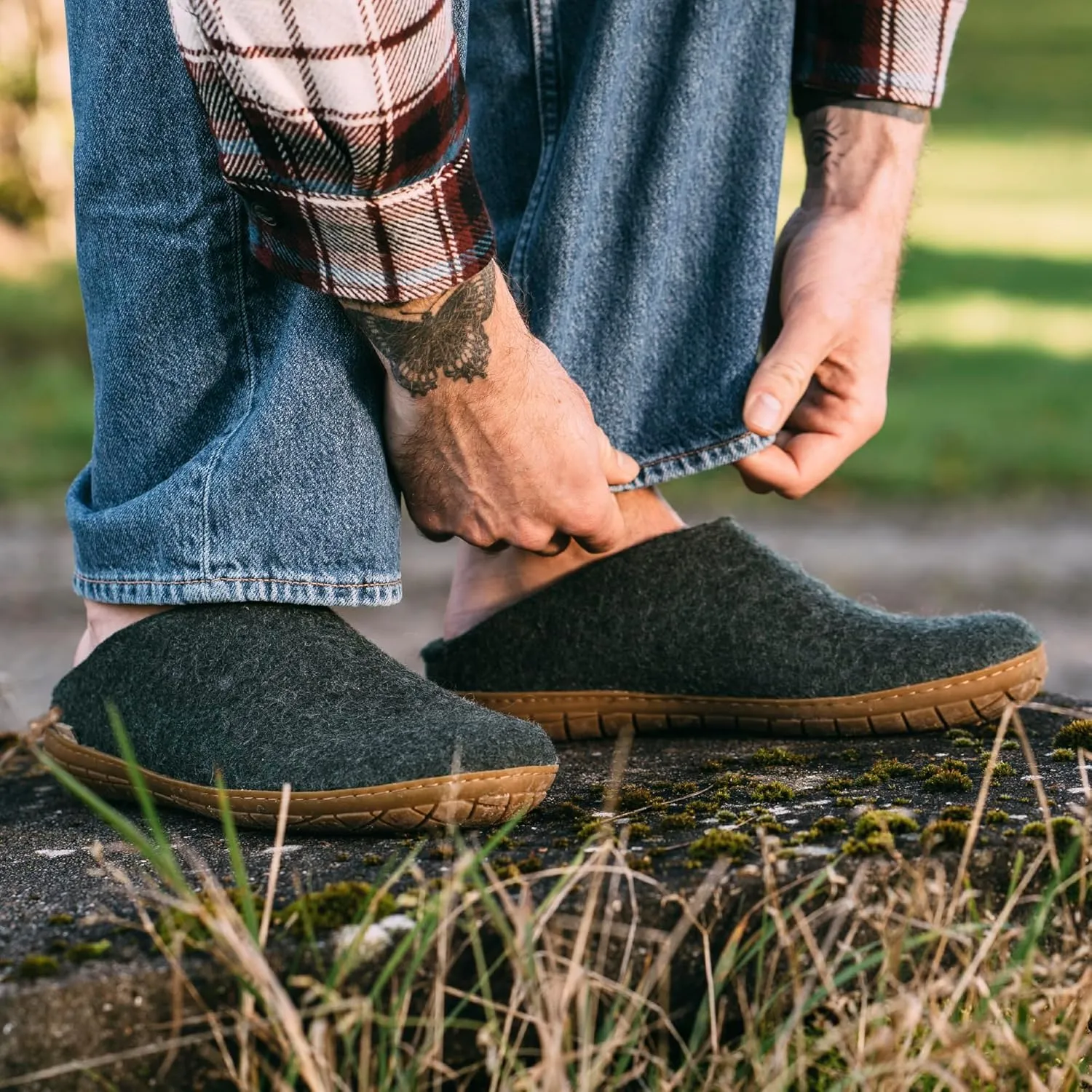 Glerups 100% Gotland Sheep Wool Slipper with rubber sole - Unisex Slip-on