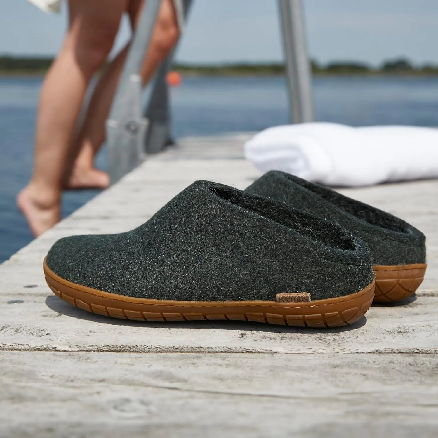 Glerups 100% Gotland Sheep Wool Slipper with rubber sole - Unisex Slip-on