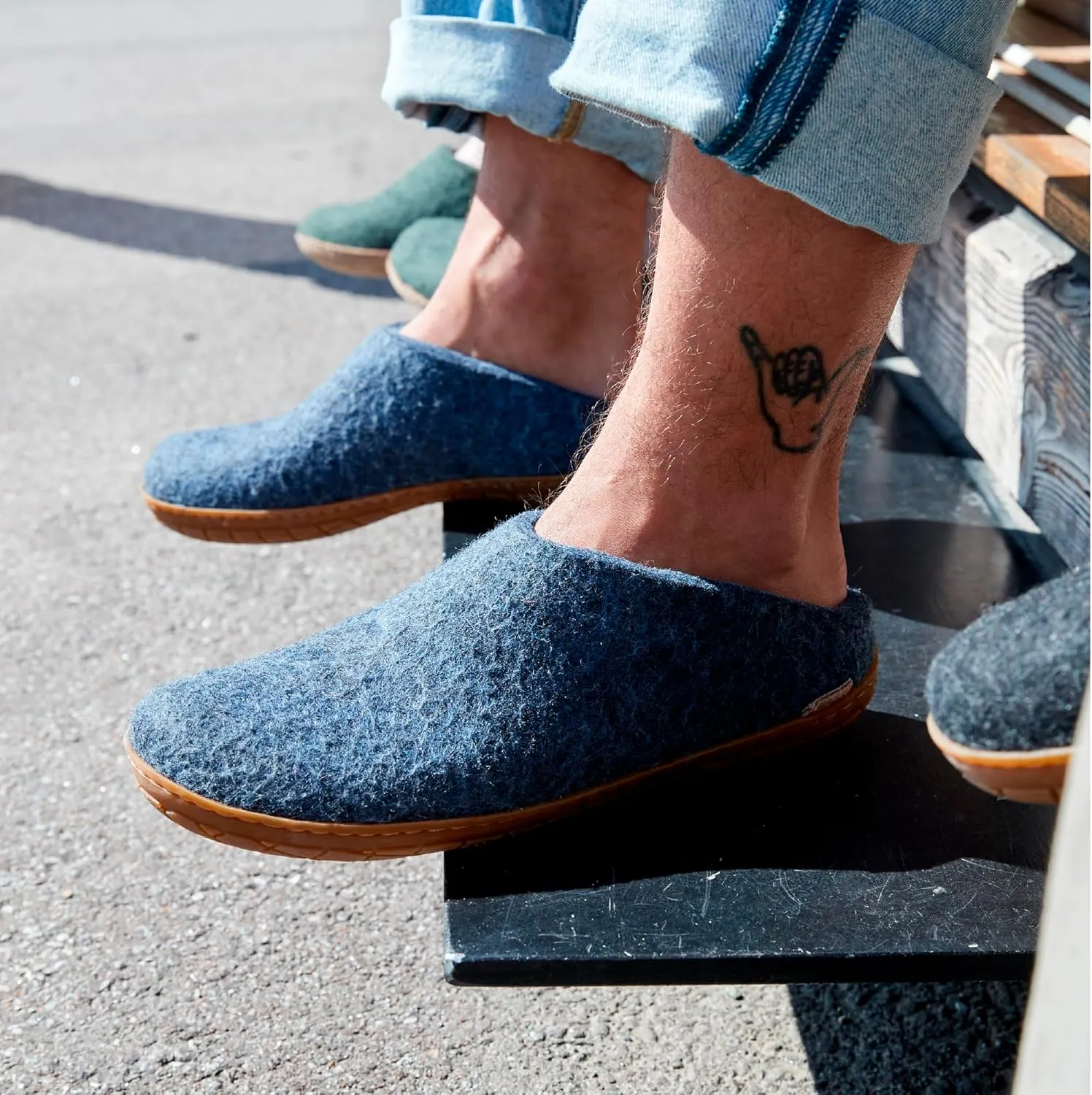 Glerups 100% Gotland Sheep Wool Slipper with rubber sole - Unisex Slip-on