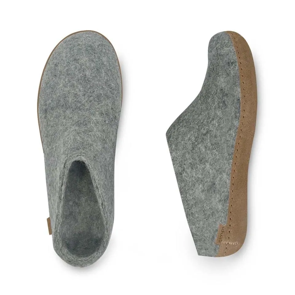 Glerups - Slip On With Leather Sole - Grey Wool