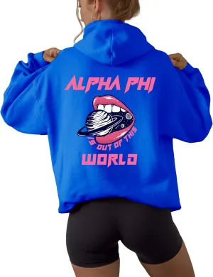 Go Greek Chic Alpha Phi is out of this World Hoodie - Blue Hooded Sweatshirt for Sorority