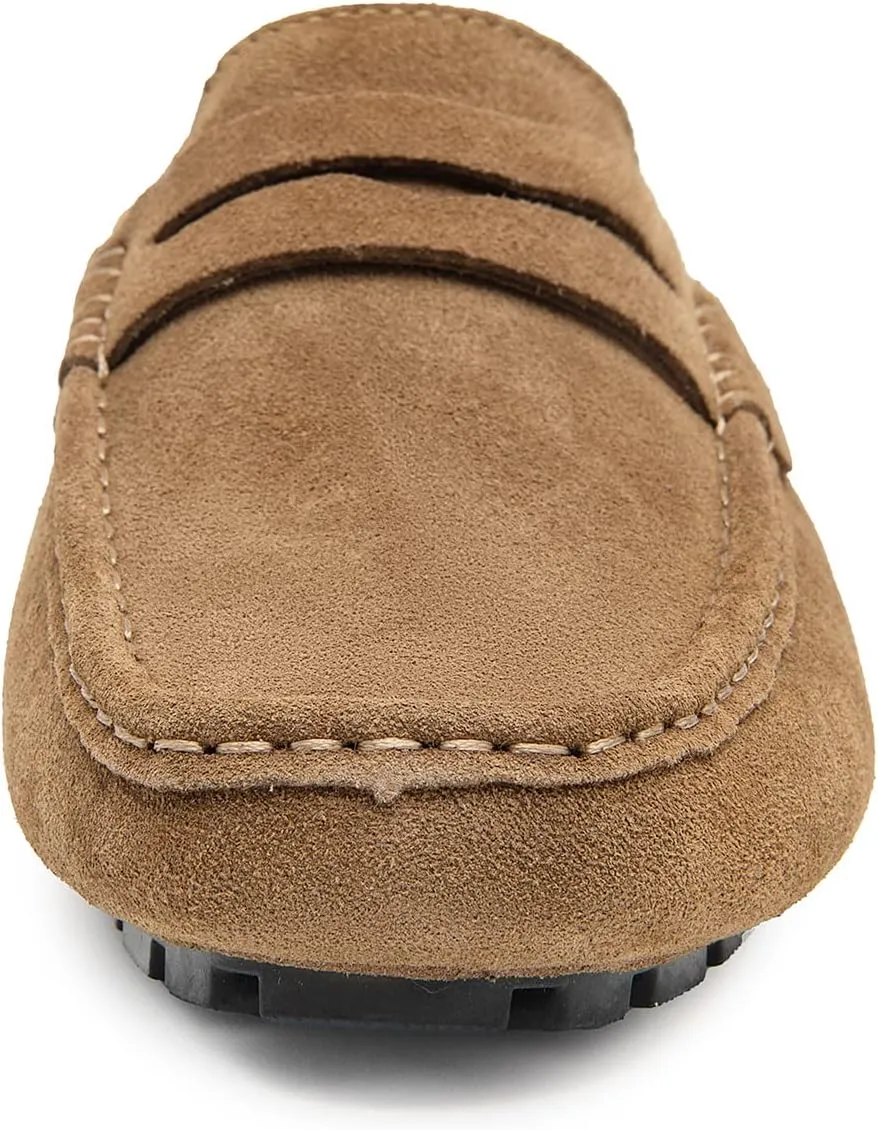 Go Tour Mens Handmade Suede Leather Mules Clog Slippers Breathable Leather Slip on Shoes Casual Loafers
