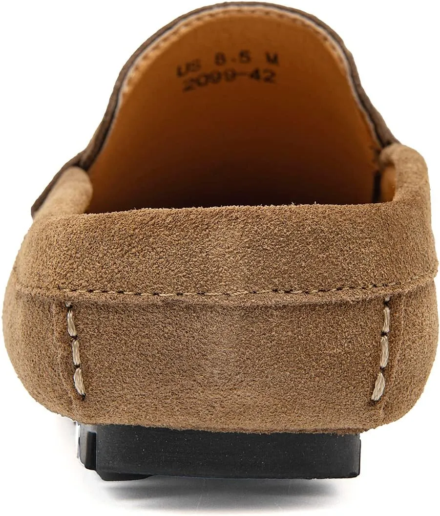 Go Tour Mens Handmade Suede Leather Mules Clog Slippers Breathable Leather Slip on Shoes Casual Loafers