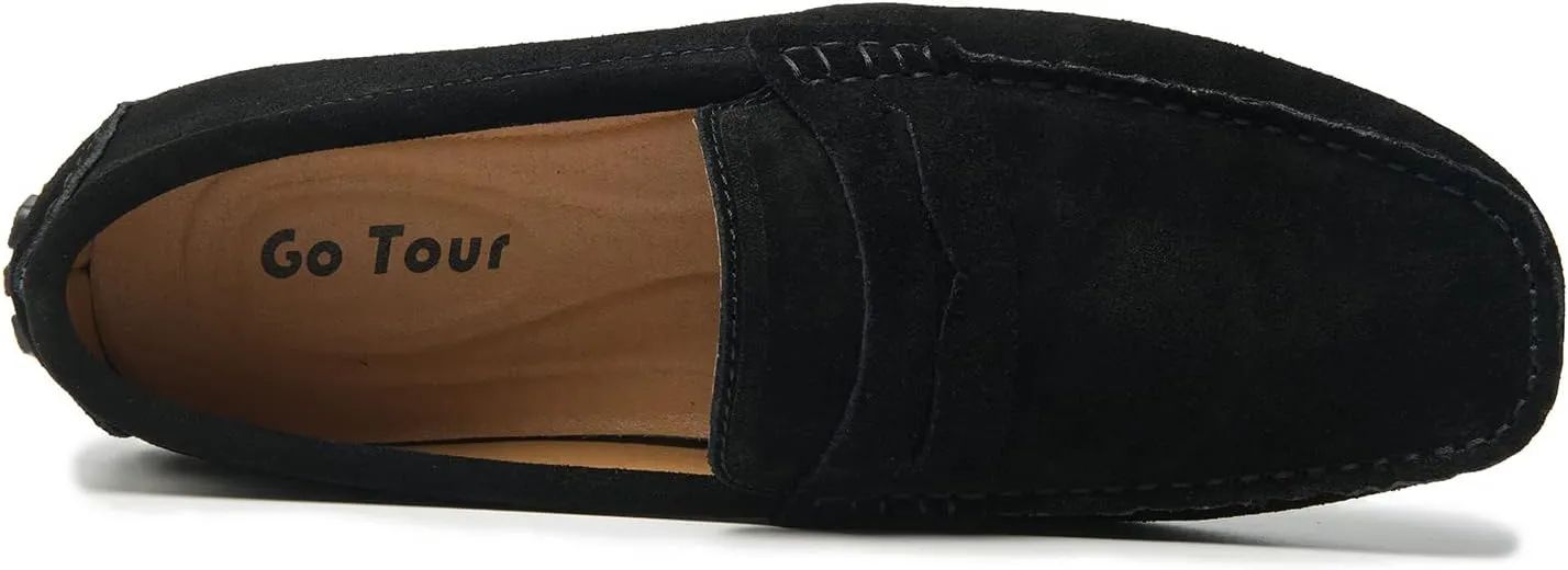 Go Tour Men's Penny Loafers Moccasin Driving Shoes Slip On Flats Boat Shoes