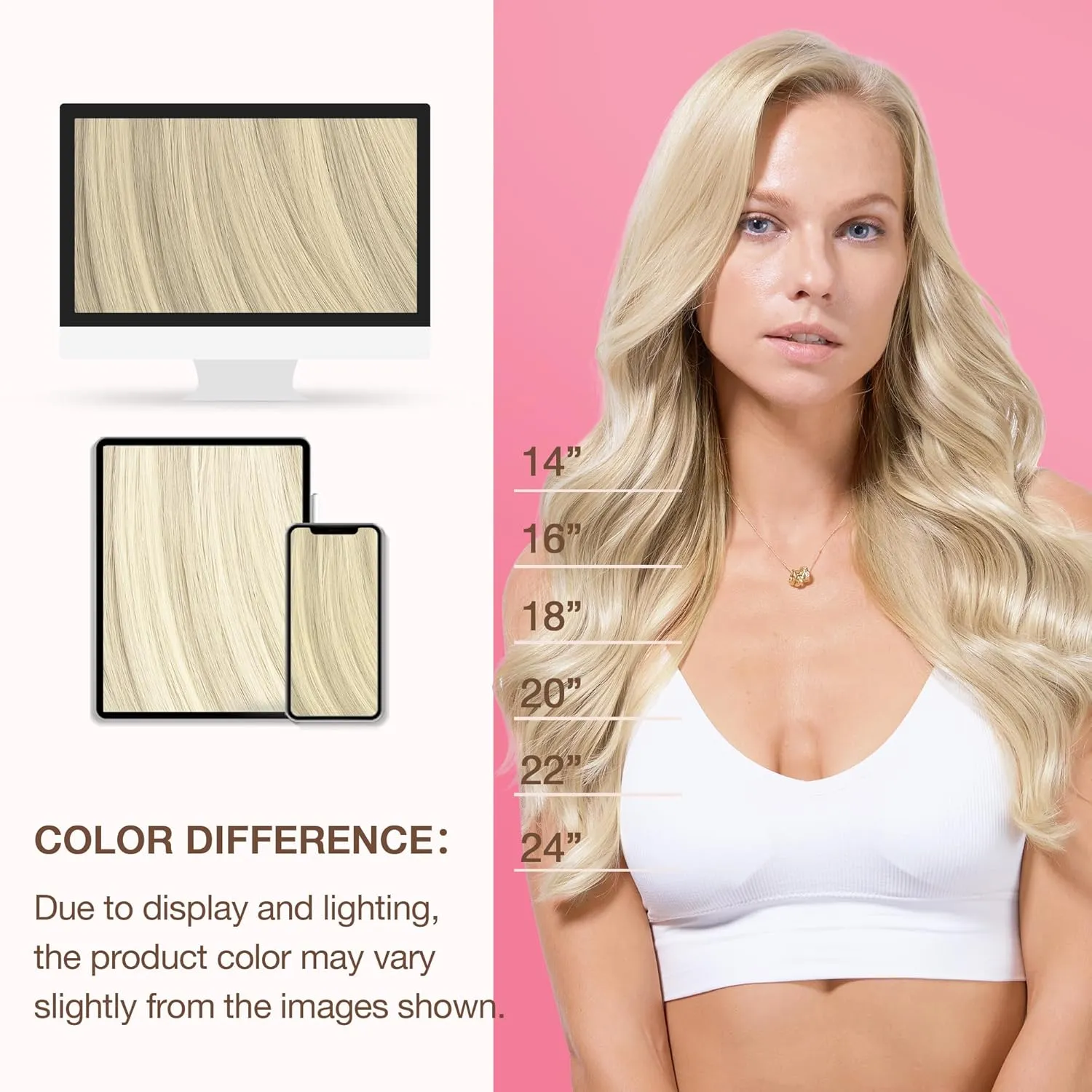GOO GOO Genius Weft Hair Extensions Human Hair, Sew In Hair Extensions Rooted Remy Weft, 17A/60A Ash Blonde Highlighted Platinum Blonde 14inch 40g, Hand Tied Weft Hair Extensions