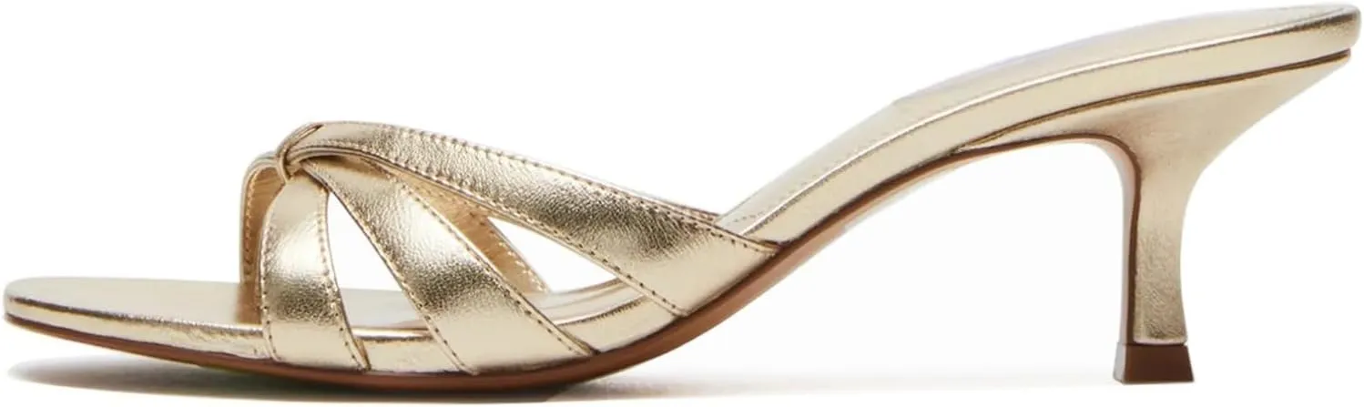 Goolita Women's Pearl Kitten Heels Flip Flops Open Round Toe Strappy Thong Slide Heeled Sandals Comfort Casual Party Mules Heels