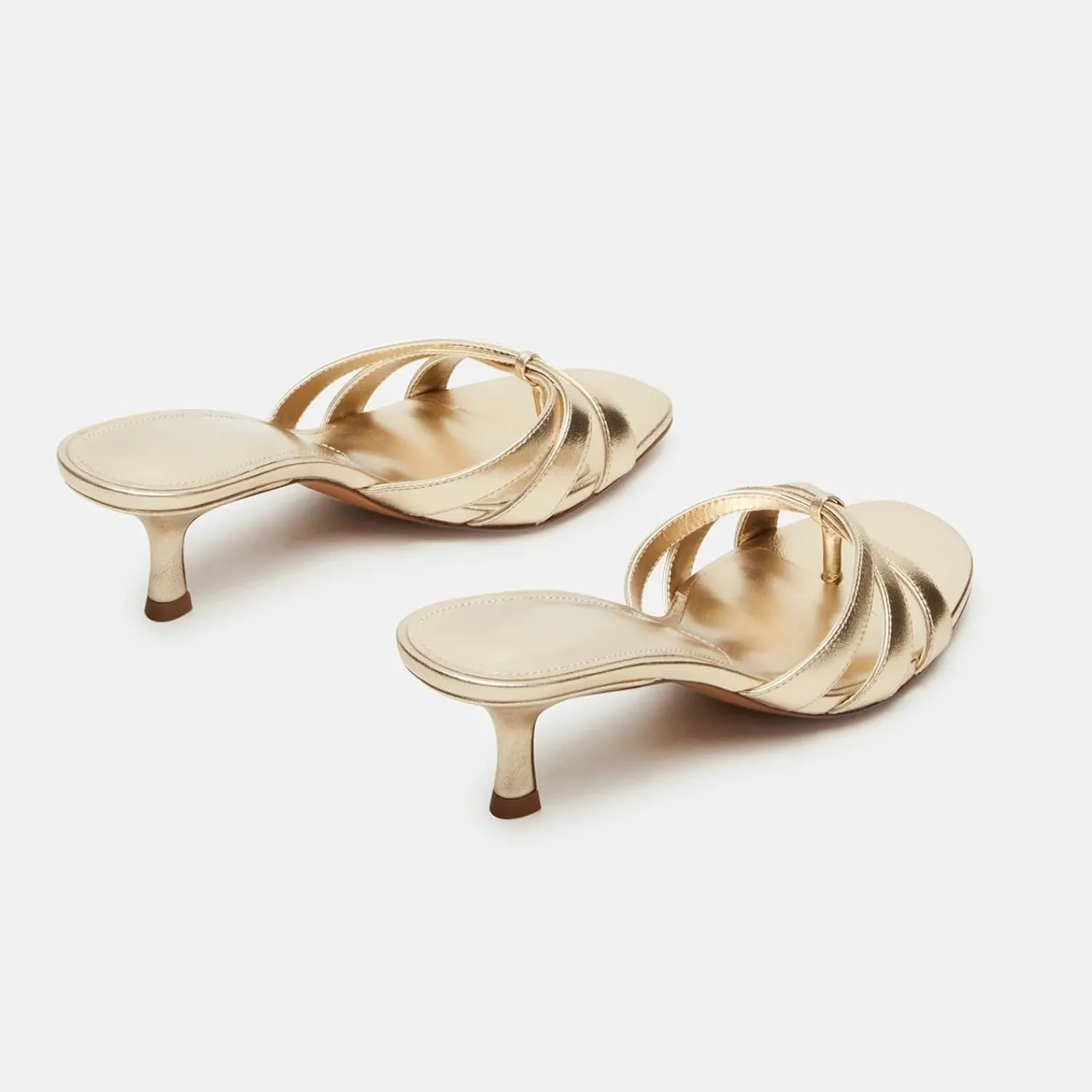 Goolita Women's Pearl Kitten Heels Flip Flops Open Round Toe Strappy Thong Slide Heeled Sandals Comfort Casual Party Mules Heels