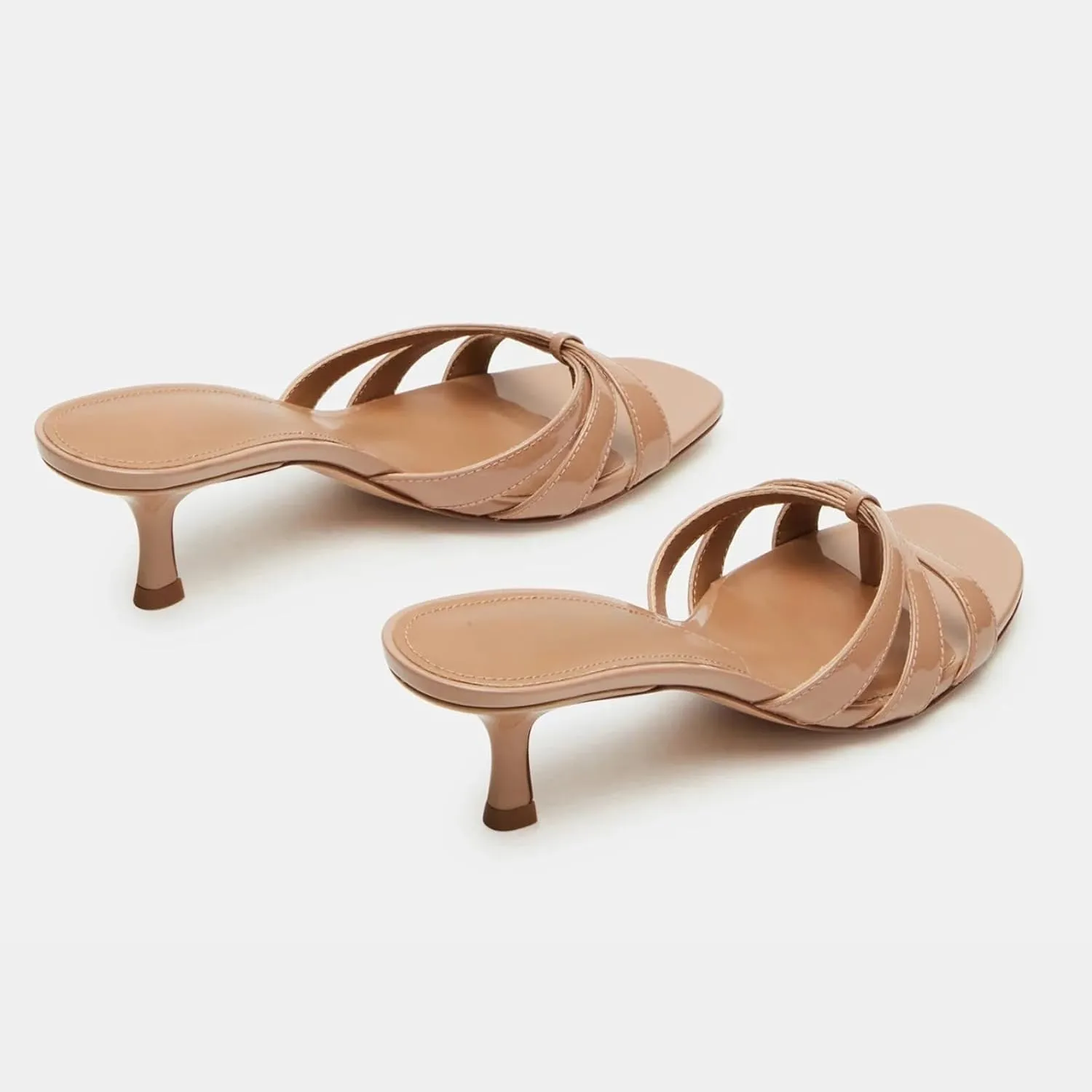 Goolita Women's Pearl Kitten Heels Flip Flops Open Round Toe Strappy Thong Slide Heeled Sandals Comfort Casual Party Mules Heels
