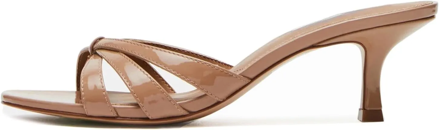 Goolita Women's Pearl Kitten Heels Flip Flops Open Round Toe Strappy Thong Slide Heeled Sandals Comfort Casual Party Mules Heels