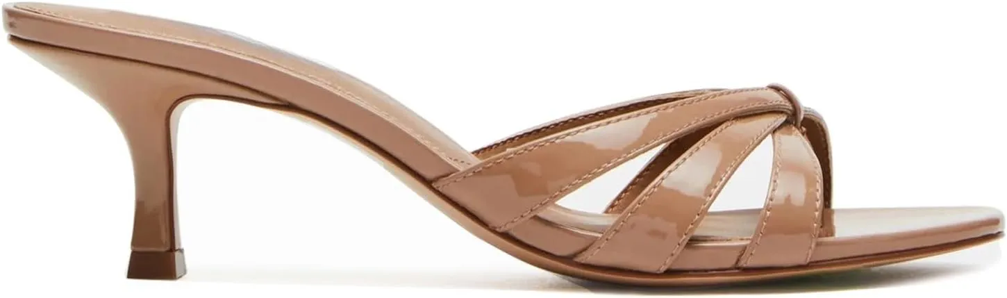 Goolita Women's Pearl Kitten Heels Flip Flops Open Round Toe Strappy Thong Slide Heeled Sandals Comfort Casual Party Mules Heels